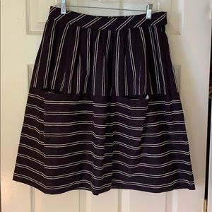 Anthropologie Deep navy pinstripe full skirt.